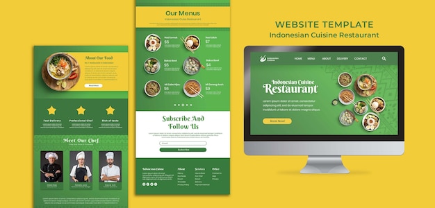 PSD grátis modelo de site de culinária indonésia