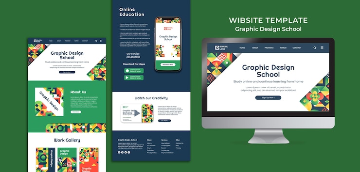 PSD grátis modelo de site de escola de design gráfico