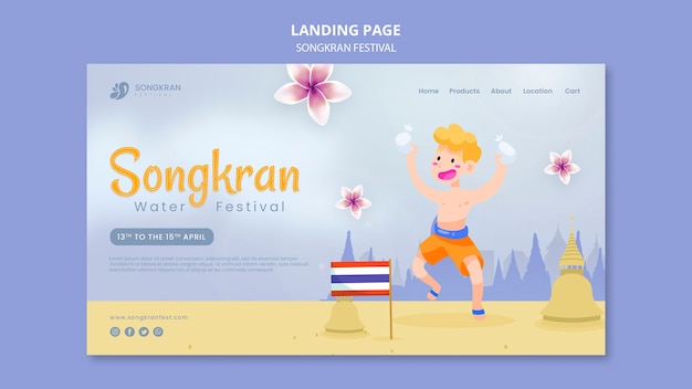 Modelo de songkran de design plano