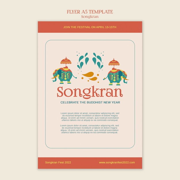 Modelo de songkran de design plano