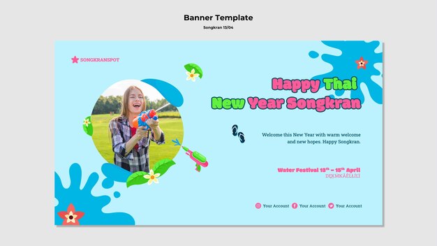 Modelo de songkran de design plano