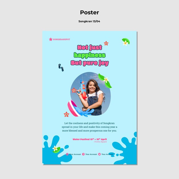 Modelo de songkran de design plano