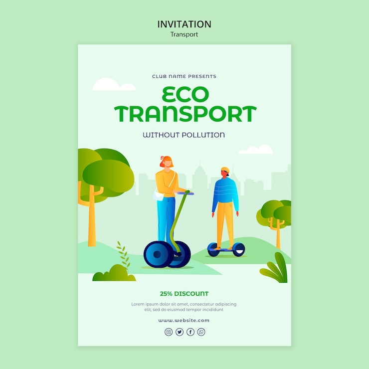 PSD grátis modelo de transporte ecológico de design plano