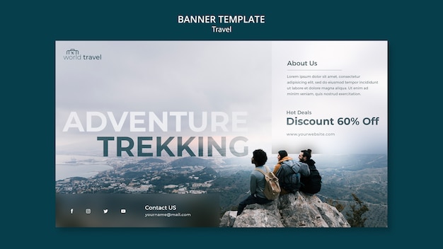PSD grátis modelo de viagens de design plano de banner