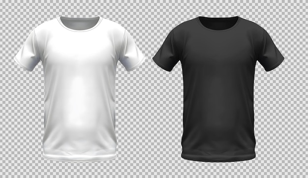 modelo de vista frontal de camiseta branca e preta em branco