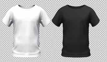 PSD grátis modelo de vista frontal de camiseta branca e preta isolada