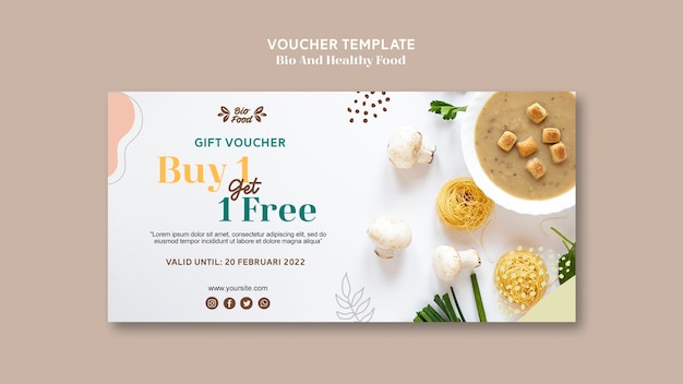 Modelo de voucher com comida saudável