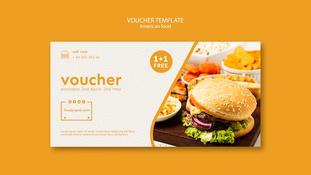 Modelo de voucher de comida americana