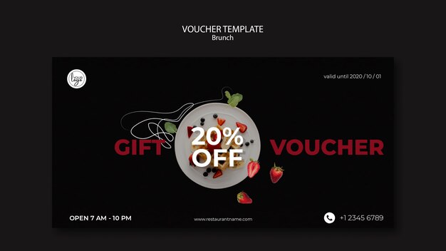 Modelo de voucher para design de restaurante brunch