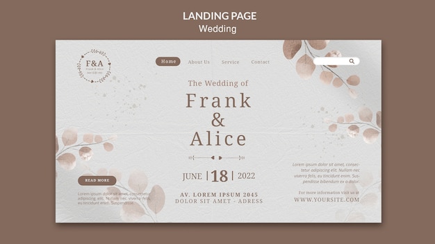 Modelo de web de celebração de casamento