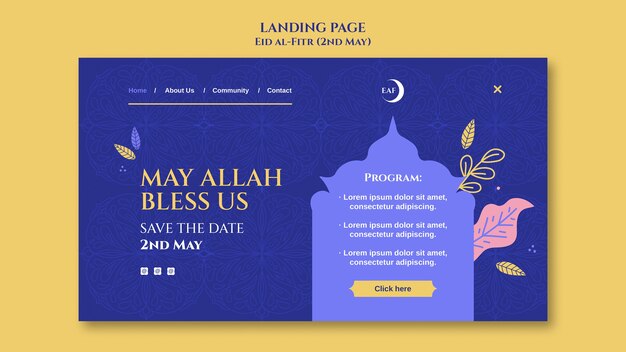 Modelo de web de celebração do Eid al-Fitr