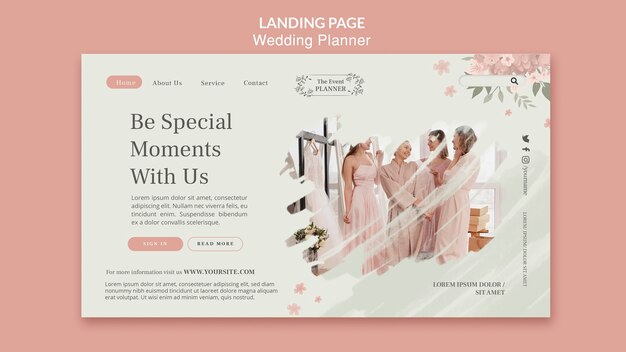 Modelo de web de planejador de casamento