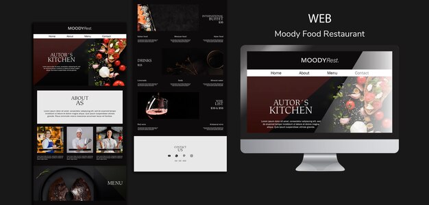 Modelo de web de restaurante de comida temperamental