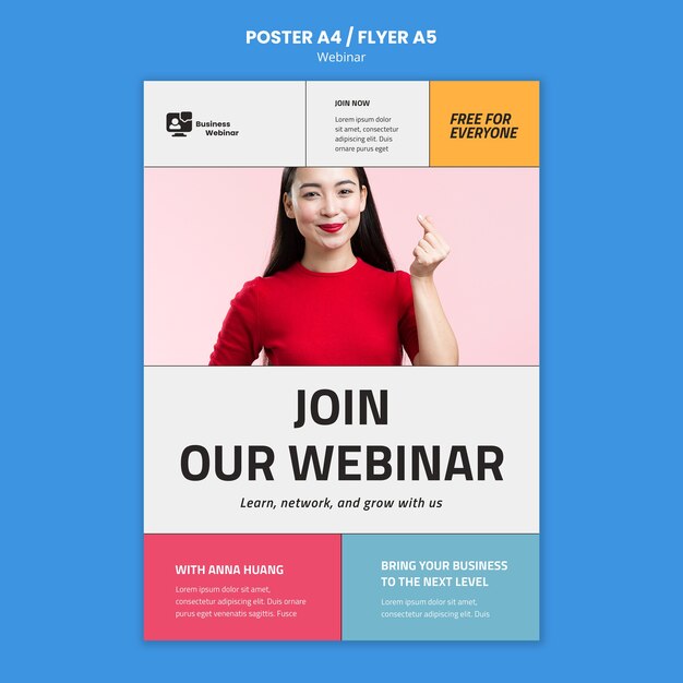 Modelo de webinar de design plano