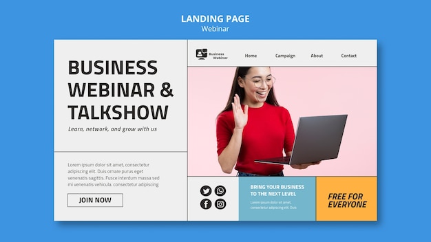 Modelo de webinar de design plano