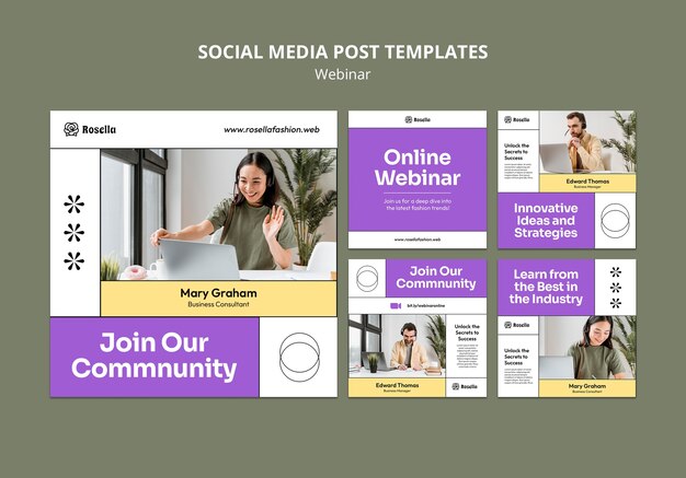 Modelo de webinar de design plano