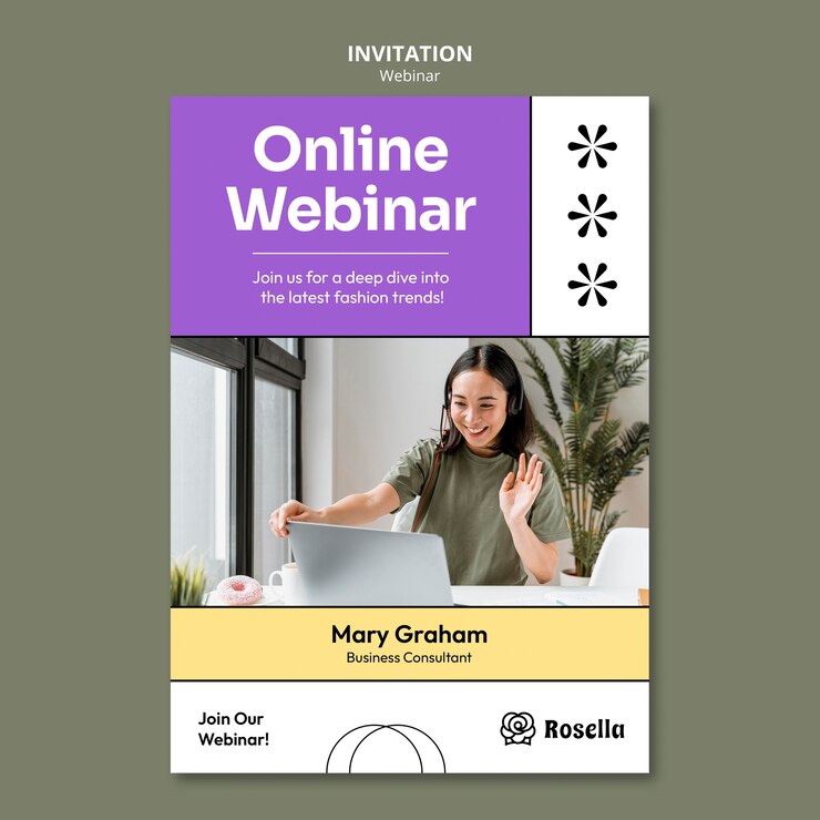 PSD grátis modelo de webinar de design plano