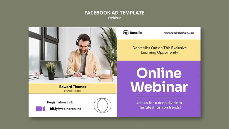 PSD grátis modelo de webinar de design plano