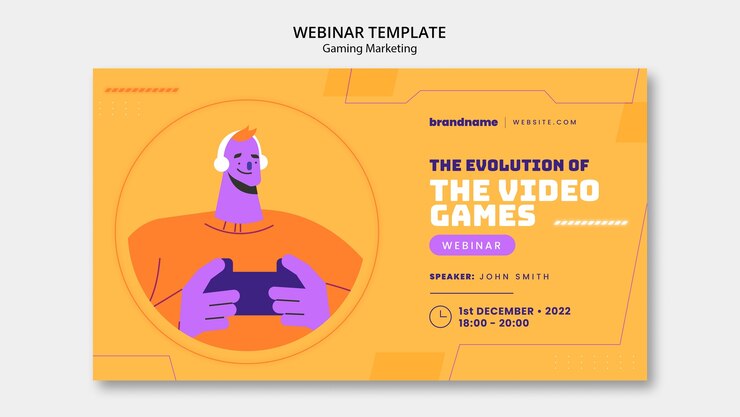 PSD grátis modelo de webinar de tempo de jogo desenhado à mão