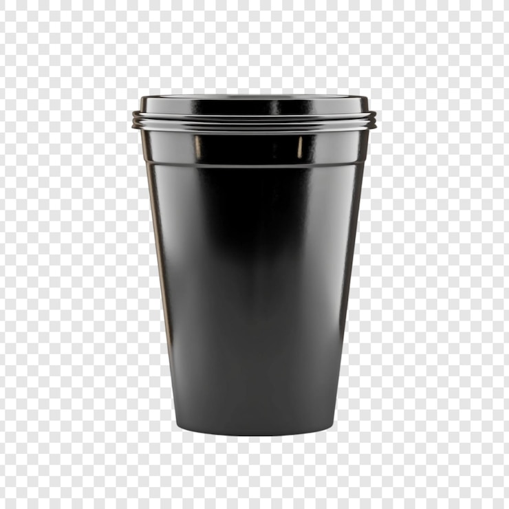 PSD grátis modelo de xícara descartável preta um design elegante e elegante para sua marca de bebidas