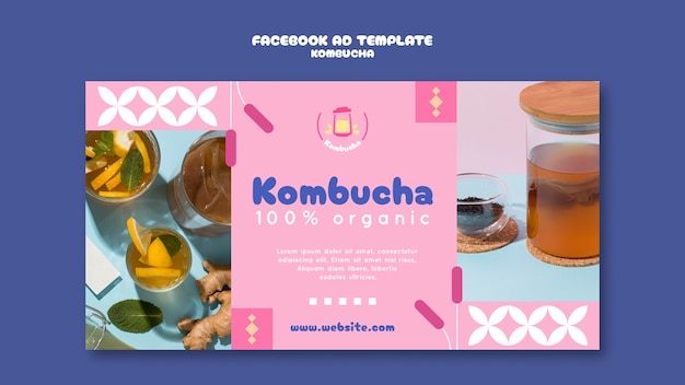 PSD grátis modelo delicioso de kombuchá para facebook