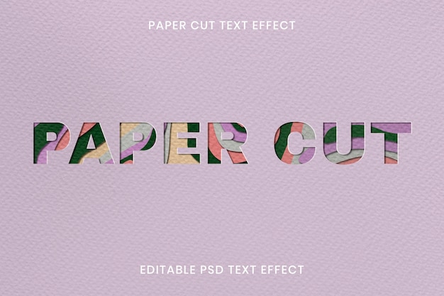 Modelo editável de efeito de texto de corte de papel psd