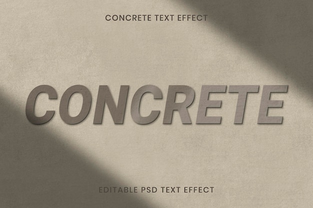 Modelo editável de efeito de texto de textura de concreto psd