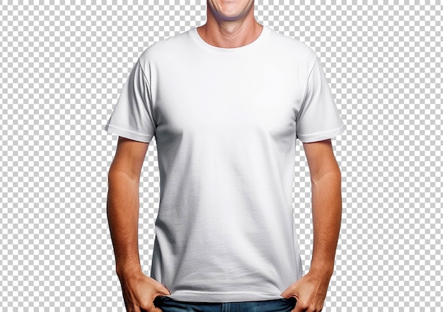 PSD grátis modelo frontal isolado vestindo camiseta em branco