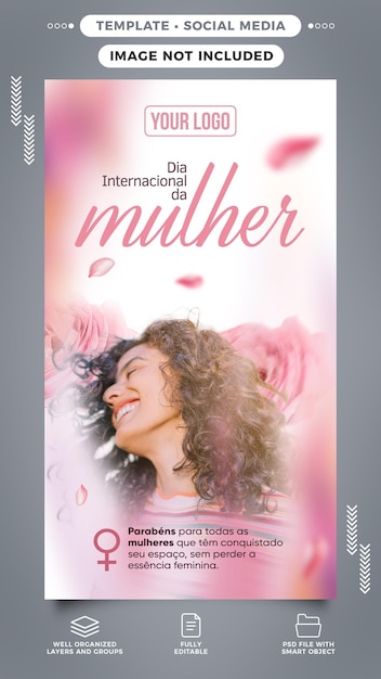 Modelo histórias de mídia social dia internacional da mulher