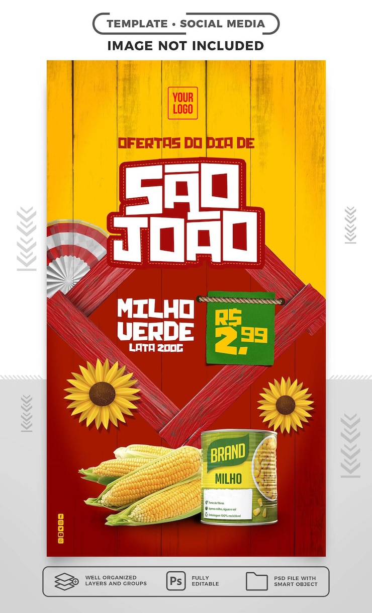 PSD grátis modelo histórias de mídia social ofertas do dia de são joão para a festa junina no brasil