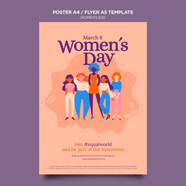 Modelo ilustrado de folheto do dia da mulher bonita