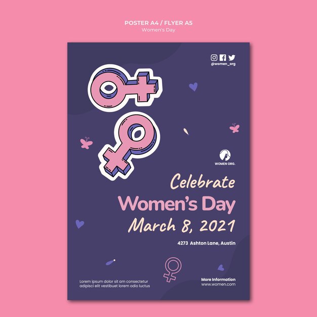 Modelo ilustrado de folheto do dia da mulher