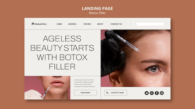 Modelo mínimo de página de destino de preenchimento de botox
