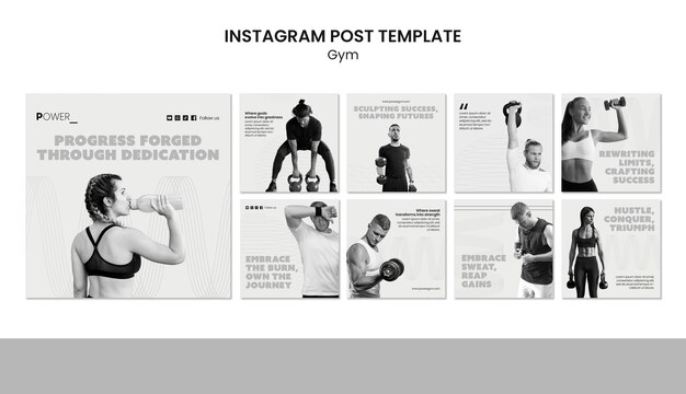 PSD grátis modelo mínimo de postagens no instagram de treinamento de ginástica