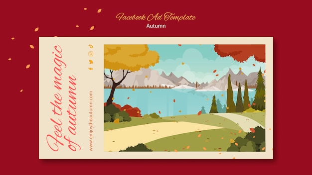 Modelo promocional de mídia social de celebração de outono com paisagem