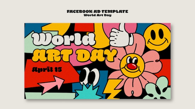 PSD grátis modelo promocional de mídia social floral para o dia mundial da arte