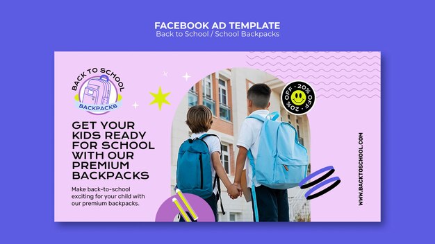 Modelo promocional de mídia social para a temporada de volta às aulas