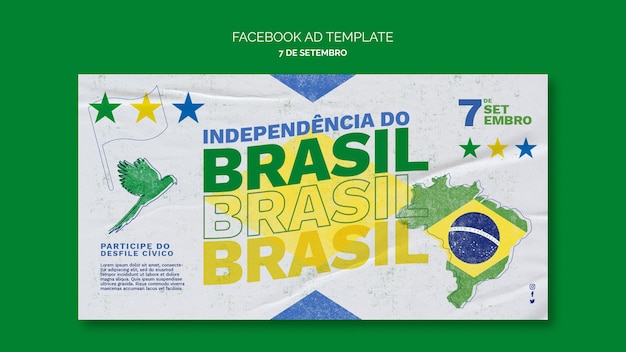 Modelo promocional de mídia social para celebração do dia da independência do brasil