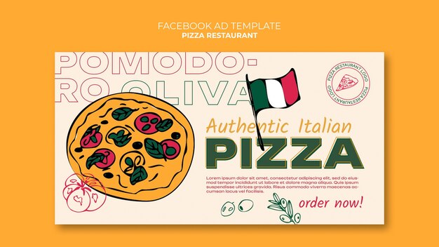 Modelo promocional de mídia social para pizzaria italiana