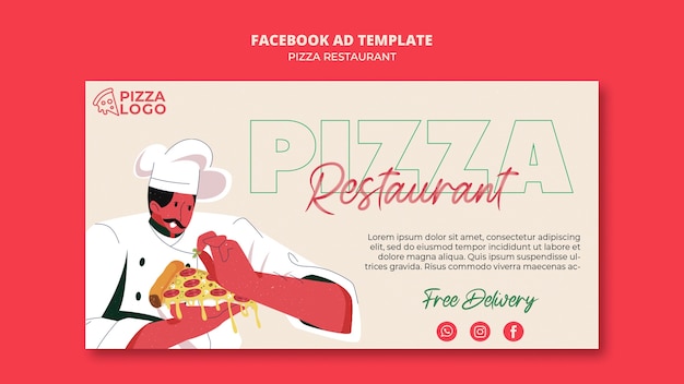 Modelo promocional de mídia social para pizzaria
