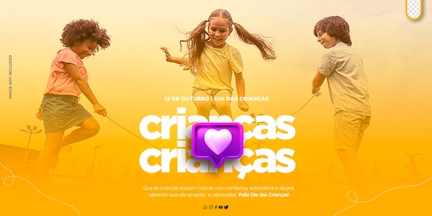 Modelo psd banner editável dia das crianças feliz dia das criancas no brasil