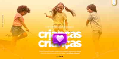 PSD grátis modelo psd banner editável dia das crianças feliz dia das criancas no brasil