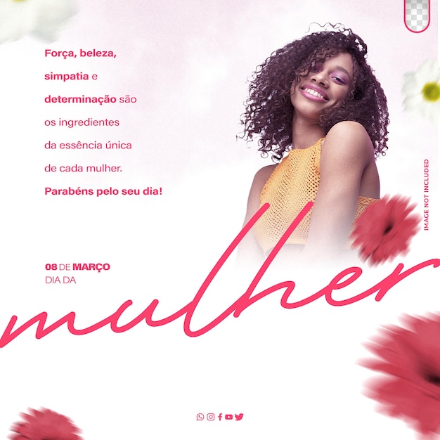 PSD grátis modelo psd editável para o dia da mulher modelo de mídia social dia da mulher no brasil