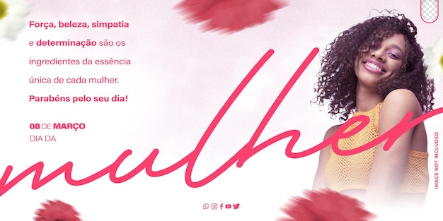Modelo psd editável para o dia da mulher modelo de mídia social dia da mulher no brasil