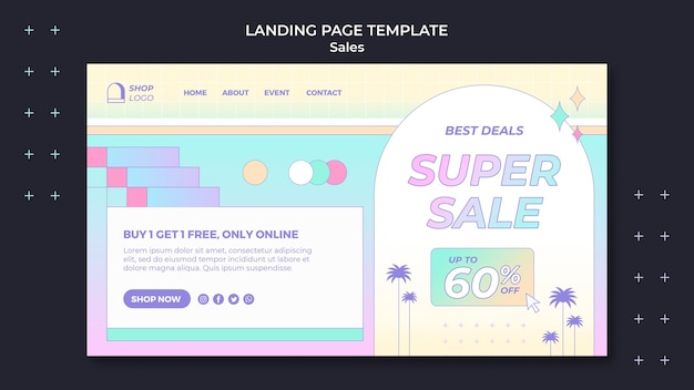 PSD grátis modelo retro da página de destino de vendas