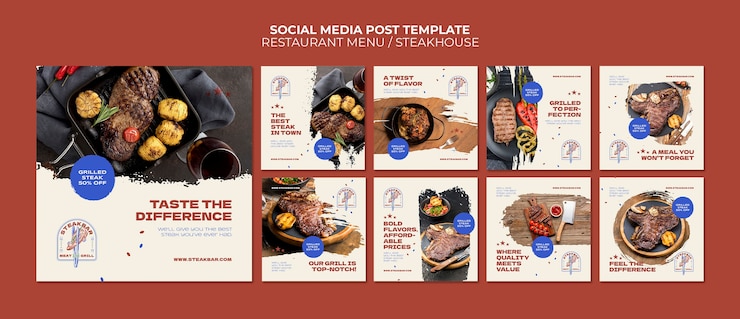 PSD grátis modelos de postagem de mídia social de menu de restaurante