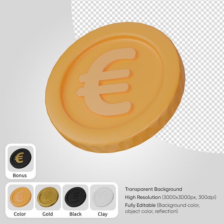 PSD grátis moeda do euro 3d