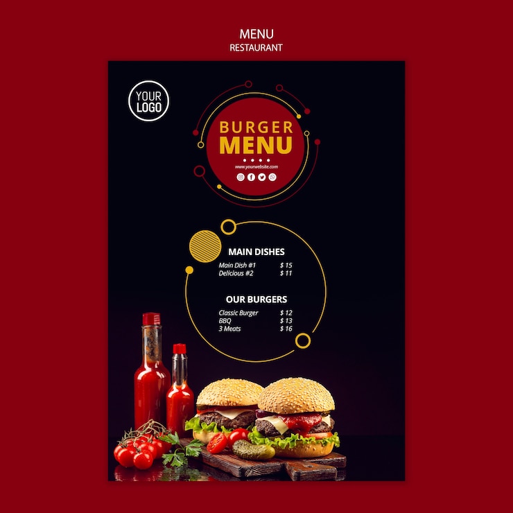 PSD grátis molde do menu do restaurante