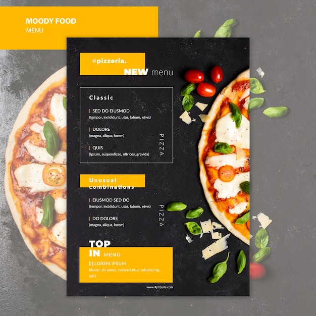 PSD grátis moody restaurante comida menu mock-up