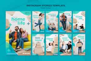 PSD grátis mover casa conceito instagram stories template